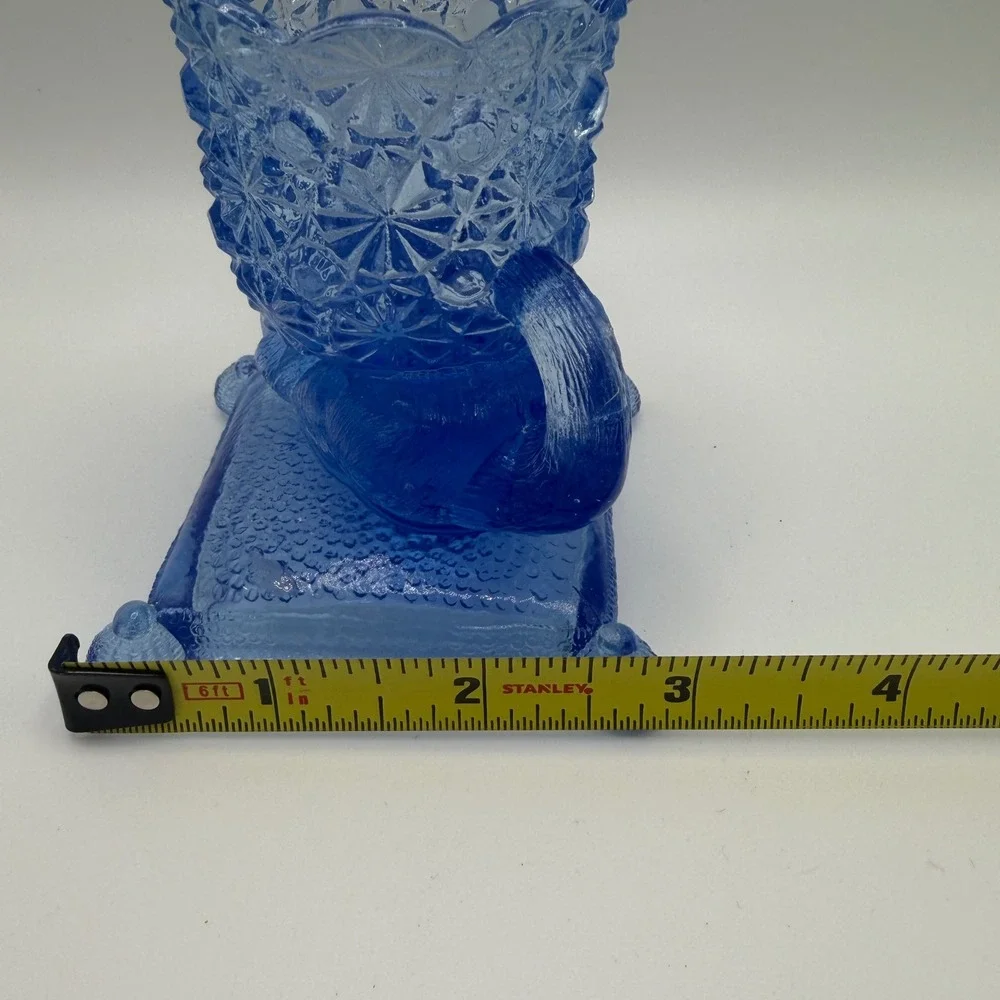Cobalt Blue Pressed Glass Footed Toothpick Holder Scalloped Rim NIB